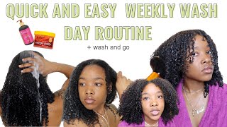 QUICK &amp; EASY WASH DAY ROUTINE | WASH AND GO ON MY 3c/ 4a  NATURAL HAIR USUING HAIR GREASE