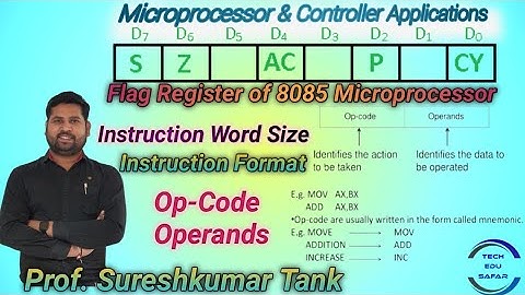Flag Register of 8085 Microprocessor|| Instruction Word Size|| Instructions Format|| Op code&Operand