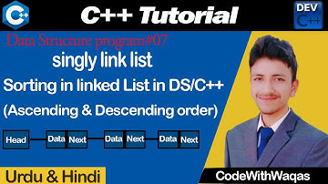 Sorting singly linked list (Ascending & Descending order) in DS/C++