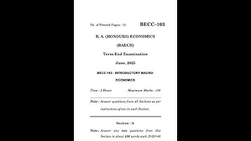 BECC-103 June 2025 | IGNOU Previous Year Question Paper