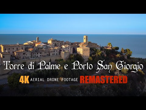Torre di Palme e Porto San Giorgio - 4K aerial drone footage remastered