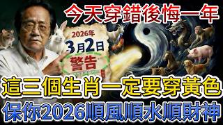 倪海廈：3月2號乙亥日必看！3生肖穿黃色，4種人穿綠色，保你2026馬年翻天覆地#倪海厦 #黃帝內經 #養生 #國學 #易經 #過年 #開運 #招財 #補財庫 #中醫 #風水 #2026運勢 #生肖