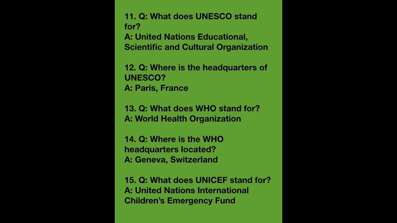 UN Questions And Answers Part 1
