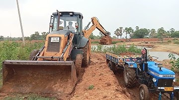 JCB CASE 770 Backhole loading mud in Sonalika tractor video Day-04 || SRIKANTH PS