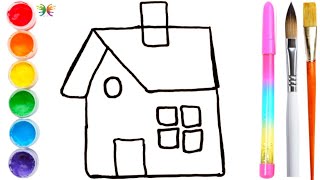 beautiful house drawing Painting Colouring for kids toddlers Kid art fun