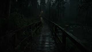 Midnight Rain on a Wooden Forest Bridge Heavy Storm Sounds with Thunder for Deep Sleep
