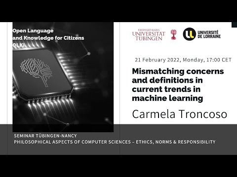 Carmela Troncoso, Mismatching concerns and definitions in current trends in machine learning