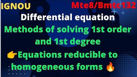 Differential equations||mte8||bmtc132||method of solving equations ||unit2||part2 @Pareeksha_time