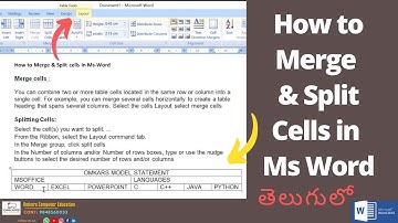 Merging And Splitting Table Cells In Ms Office Word Tables | How to merge column and cells in Table