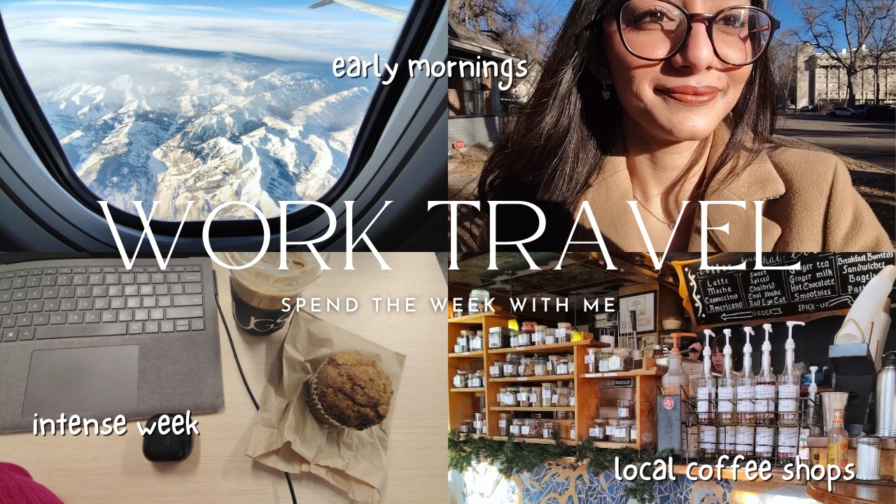 WORK TRAVEL Routine❄️✈️💛 | corporate girl, 5am mornings, business lounge, local sightseeing vlog...
