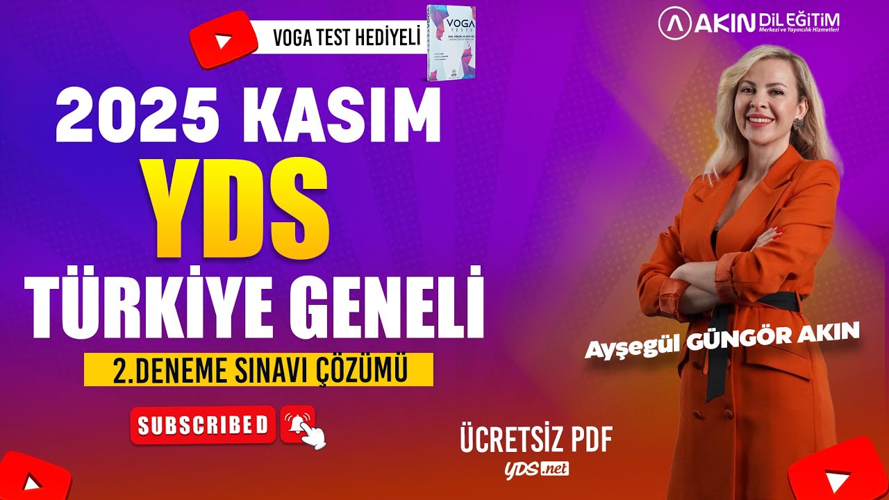 AYŞEGÜL GÜNGÖR AKIN İLE 2025 KASIM YDS 2. TG DENEME SINAVI ÇÖZÜMÜ (DETAYLI SORU ANALİZİ)