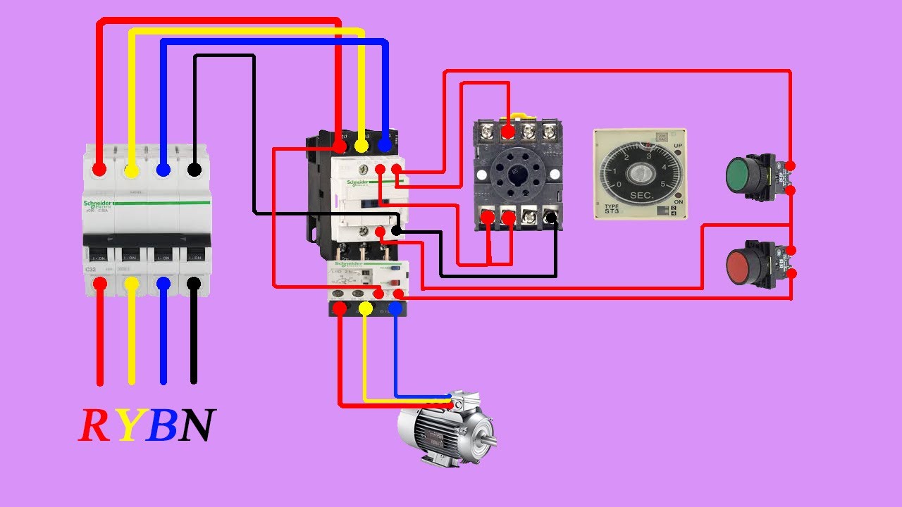 HOW TO MAKE AUTOMATIC ON OFF STARTER WITH TIMER CONTROL |MOTOR STARTER ...
