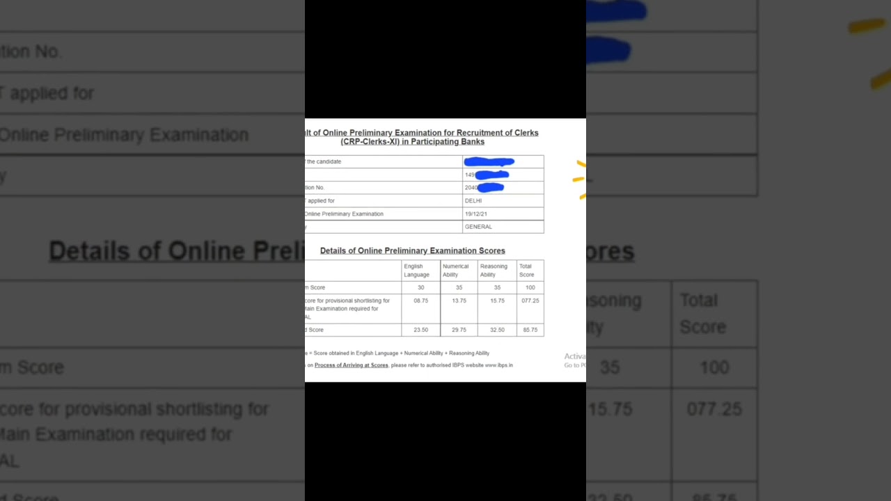 IBPS CLERK 2021 PRELIMS SCORECARD | CLEARED | MOTIVATION. 