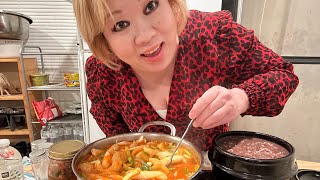 Home Meal Tteokbokki W/Ottogi Jin Noodle & Red Bean Porridge~My Comforting Foods At Home~~~Yummy~~~~