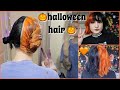 split dying my hair for halloween 🖤🎃