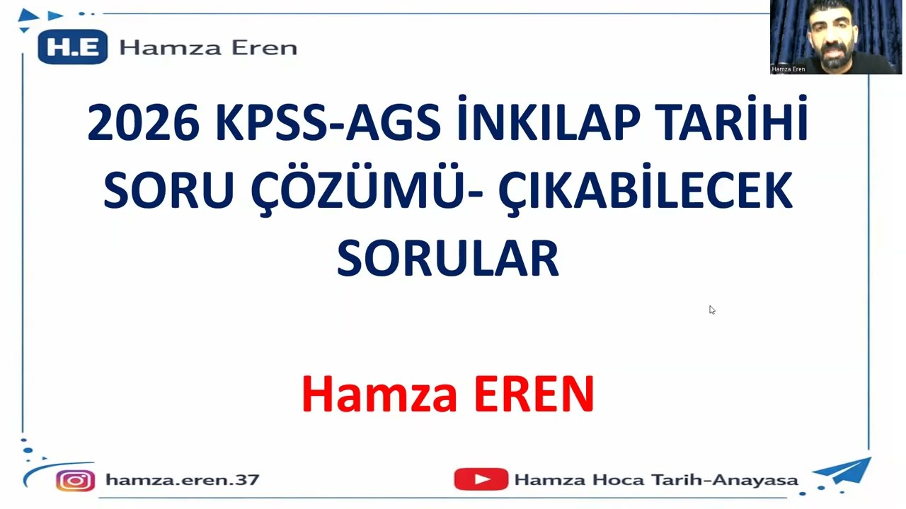 2026 KPSS - AGS İNKILAP TARİHİ SORU ÇÖZÜMÜ- ÇIKABİLECEK SORULAR-Hamza EREN #ags2026 #kpsstarih