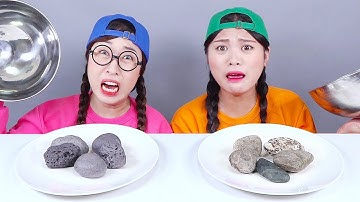 Thử thách đồ ăn socola thật và socola thạch DONA