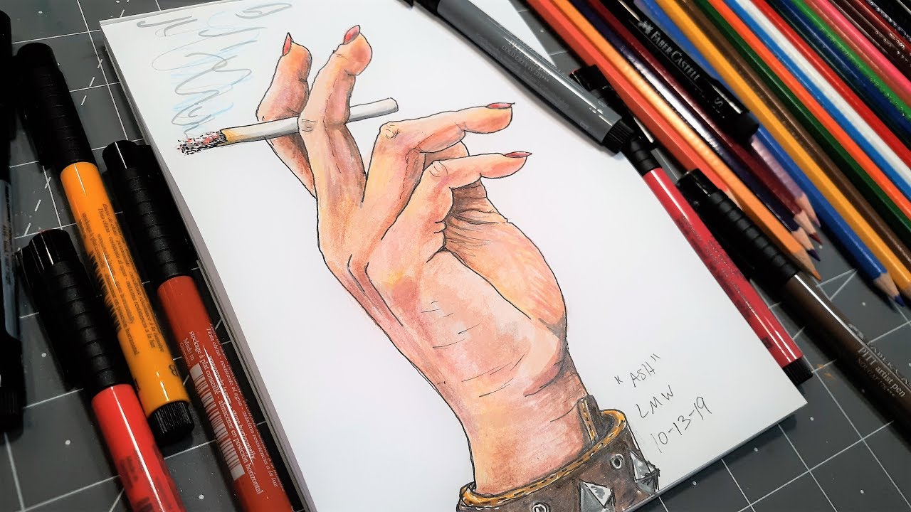 Inktober Day 13: "ASH" using Smart Art October 2019 Box Supplies // Sketchbook Sunday
