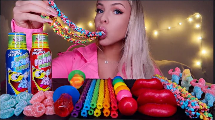 ASMR RAINBOW CANDY, SOUR SLOTHS, RAINBOW TWIZZLERS...
