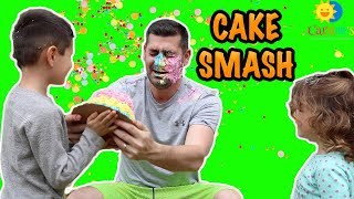3 Cake Smash Challenge | Carsten Smashes A Cake Into His Dads Face | Carstens Adventure Channel screenshot 2