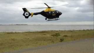 Police Helicopter Landing at EAA Motorcycle Run 2012