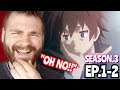 KAZU-TRASH IS BACK!!!! | KONOSUBA | Episode 1-2 | Season 3 | ANIME REACTION