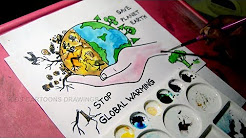 How to Draw Stop Global Warming and Save Planet Earth Drawing for Kids