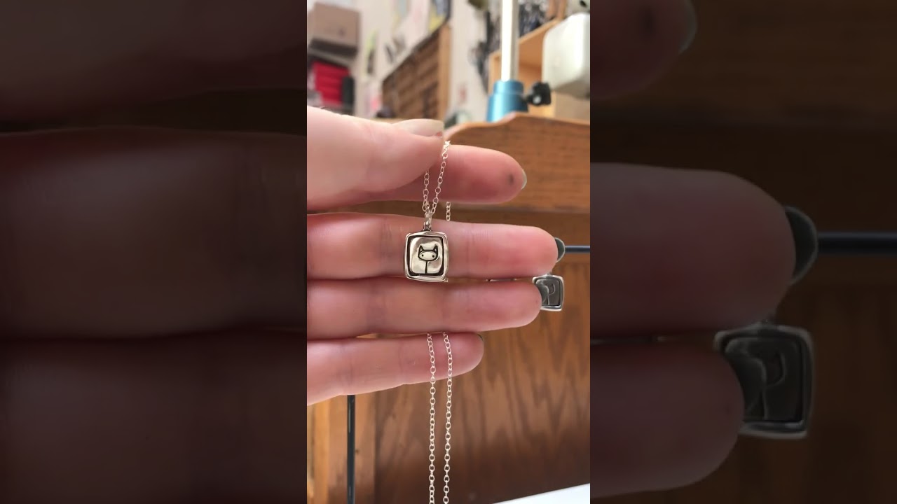 Sterling Silver Cat Charm Necklace - Stick Kitty Pendant - Cat Jewelry 