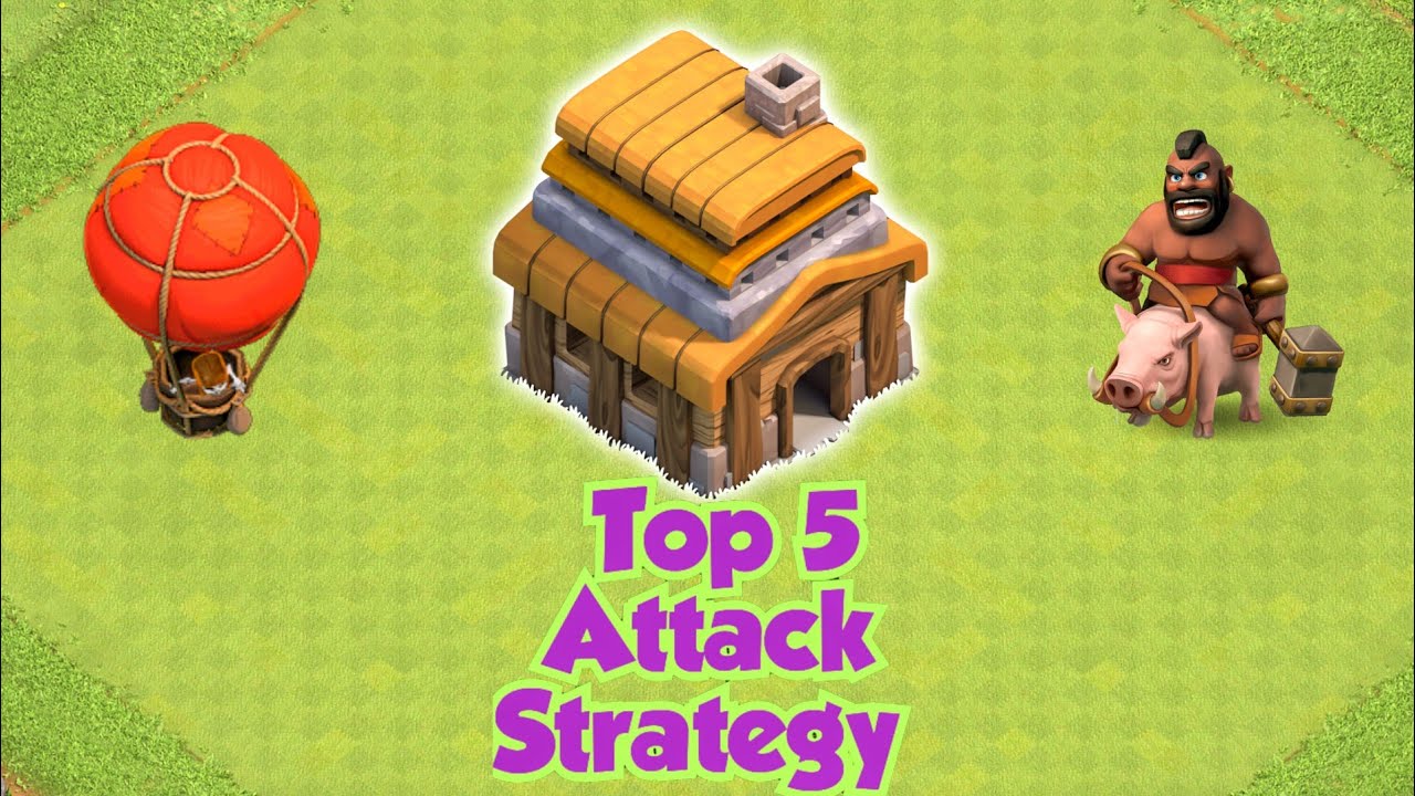 TOP 5 TH4 (Town Hall 4)  Attack Strategies |  Balloon  Archer and  Hog Attack Strategy (2023) | coc