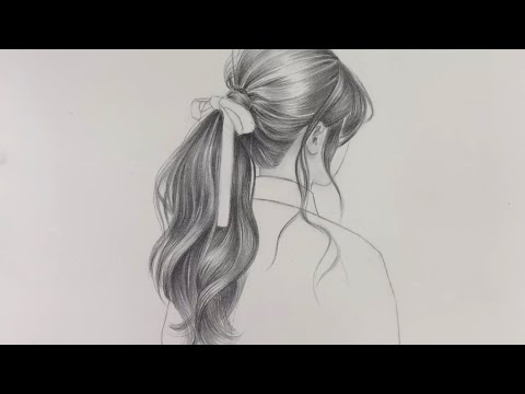 Cách vẽ tóc bằng bút chì đơn giản | đánh bóng tóc | How to draw hair with a pencil