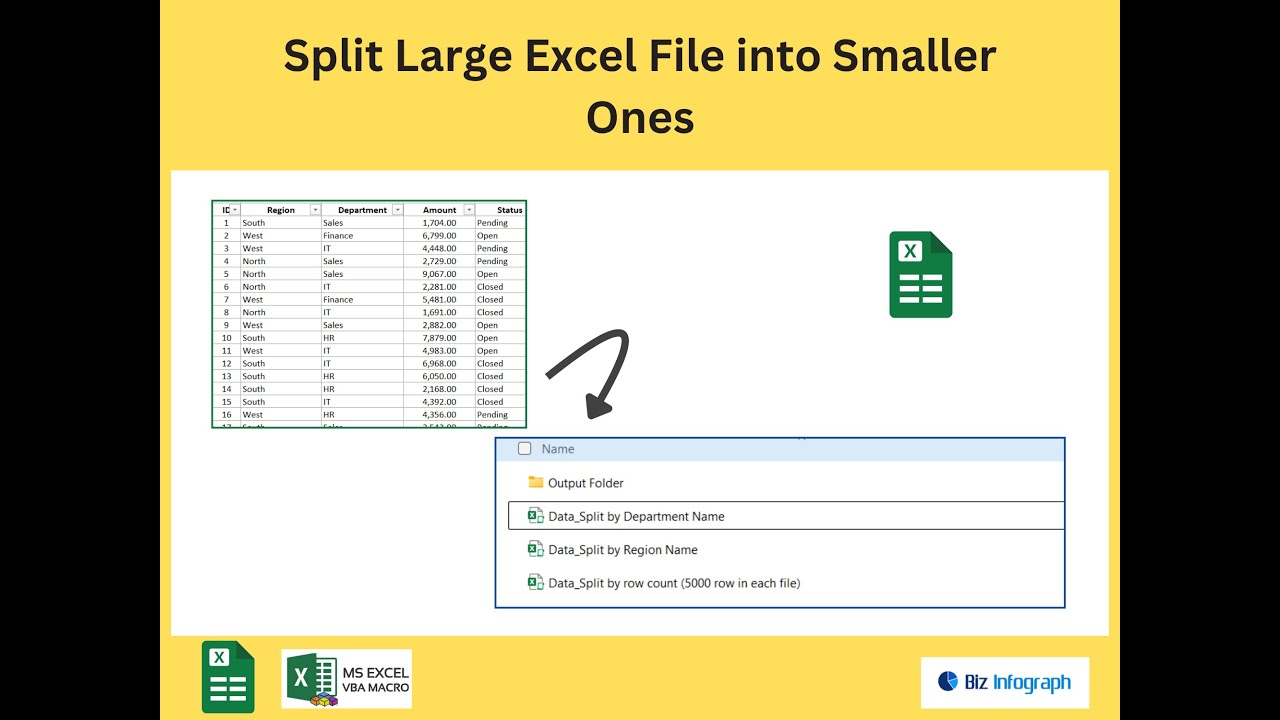 Automation - Split Large Excel File into Smaller Ones - YouTube