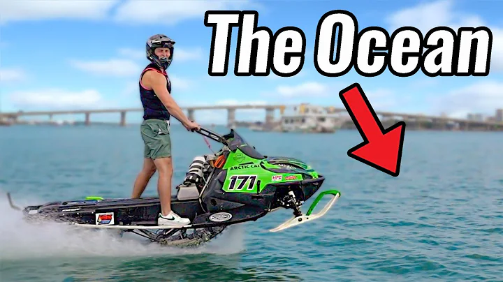 Water Skipping my Snowmobile on the Ocean