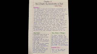 Class 9 English Chapter 1 “How I Taught My Grandmother to Read” notes @VAIBHAV_SAXENA_01