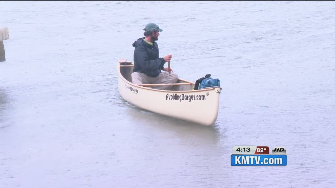 Man canoeing length of Missouri River