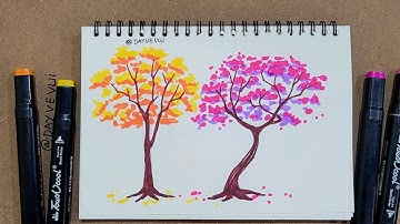 Dạy vẽ cây đơn giản dễ hiểu #dayve #drawing #howtodraw