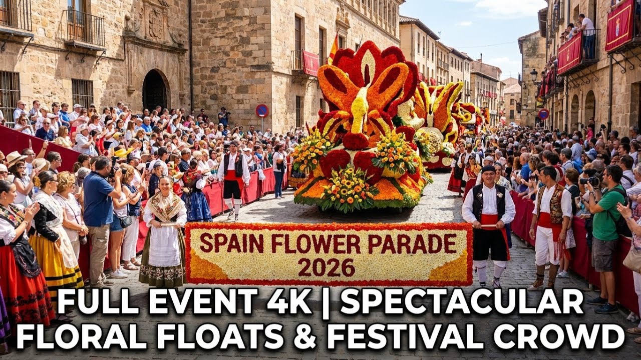 Spain Flower Parade 2026 | Spectacular Floral Floats & Festival Crowd | Full Event 4K