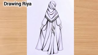 How To Draw A Muslim Girl With Hijab Easy Pencil Sketch Pencil Sketch For Beginners