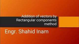 Addition of vectors by Rectangular components method
