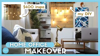 DIY HOME OFFICE MAKEOVER Pt 3 2022 | Renter Friendly Lighting + Modern Rustic Work From Home Setup