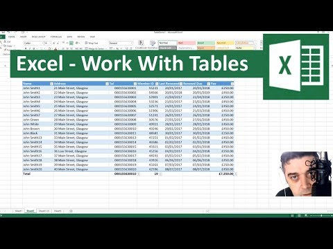 Excel - Working With Tables - Excel Tutorial Part 8
