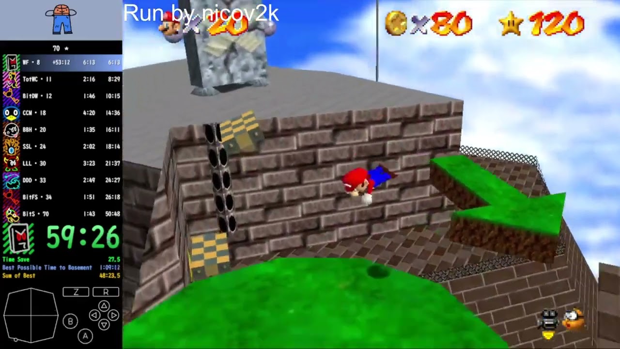 [Former WR] Super Mario 64 Whomp's Fortress Stage RTA Speedrun (Emu) 3m 29s 530ms by nicov2k