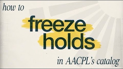 How to Freeze Holds in AACPL