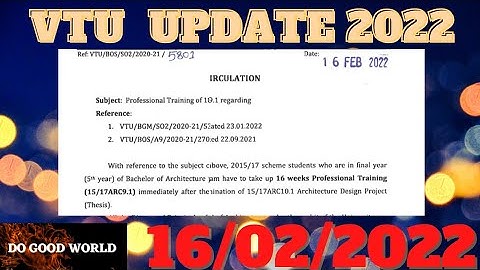 VTU UPDATE TODAY 2022 || VTU LATEST UPDATE || Professional Training of 10.1... #vtu #DOGOODWORLD