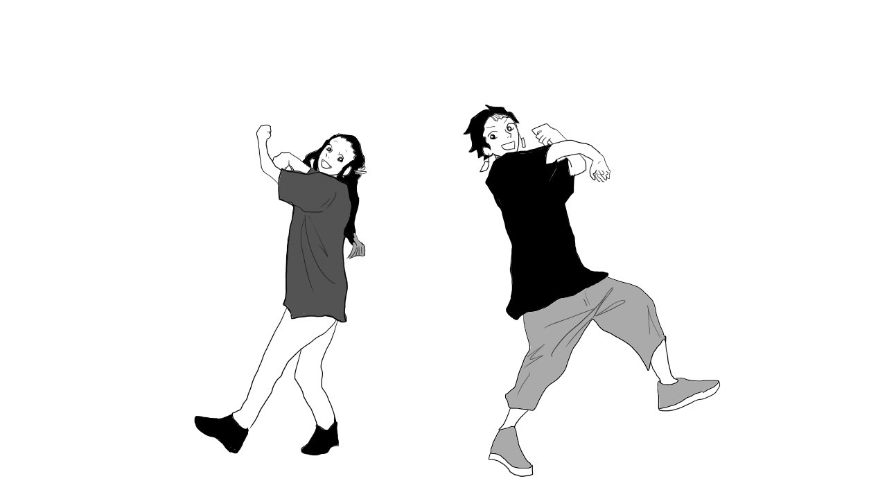 【鬼滅の刃】鬼滅男女でエンゼルフィッシュ【手描き】