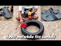 Make sandals from large used motorbike tires