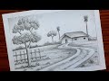 Pencil shade scenery drawing easy  nature drawing with pencil shade 