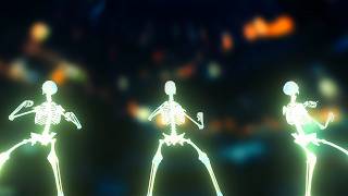 Details Glowing Lime Green Skeleton Dance 💀 10 Hours of Halloween Party Background | 4K No Sound Update