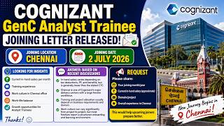 Cognizant GenC Analyst Trainee Joining Letter Released Location Chennai ( Joining date 2 July 2026)