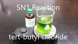 SN1 reaction: tert-butyl chloride added to dilute NaOH