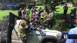 Gardendale crews rescue driver trapped in burning truck